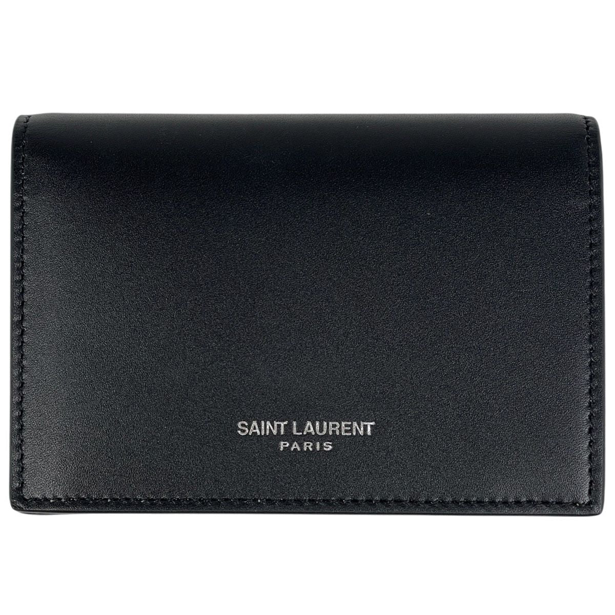 Saint Laurent Paris Logo Card Case Business Holder Leather Black
