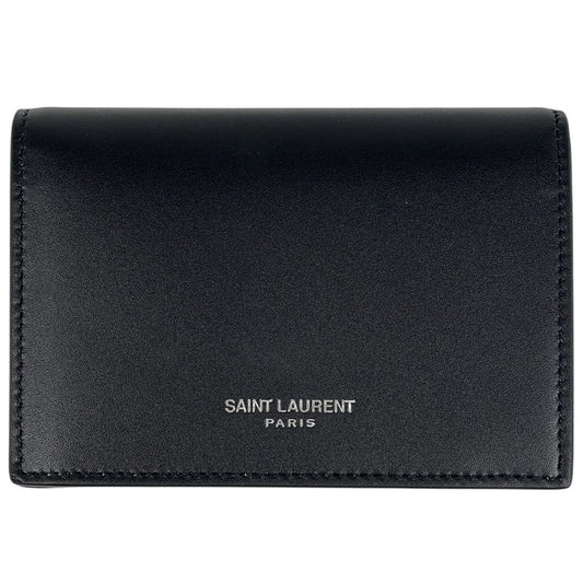 Saint Laurent Paris Logo Card Case Business Holder Leather Black