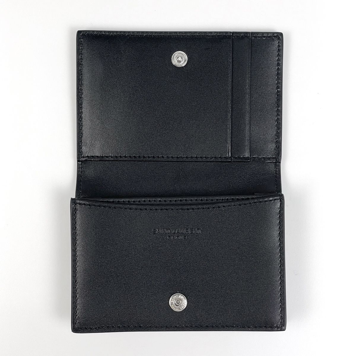 Saint Laurent Paris Logo Card Case Business Holder Leather Black — view 7
