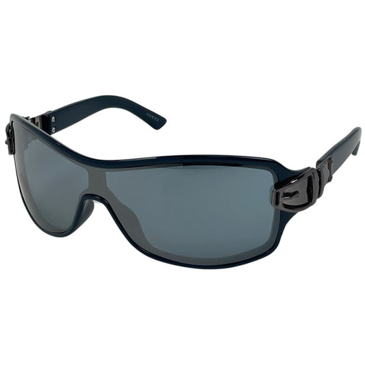 Gucci Logo Sunglasses Mirror Lens Acetate Blue Eyewear