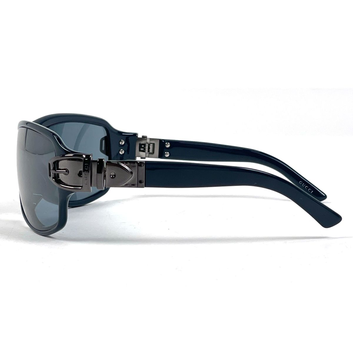 Gucci Logo Sunglasses Mirror Lens Acetate Blue Eyewear — view 2