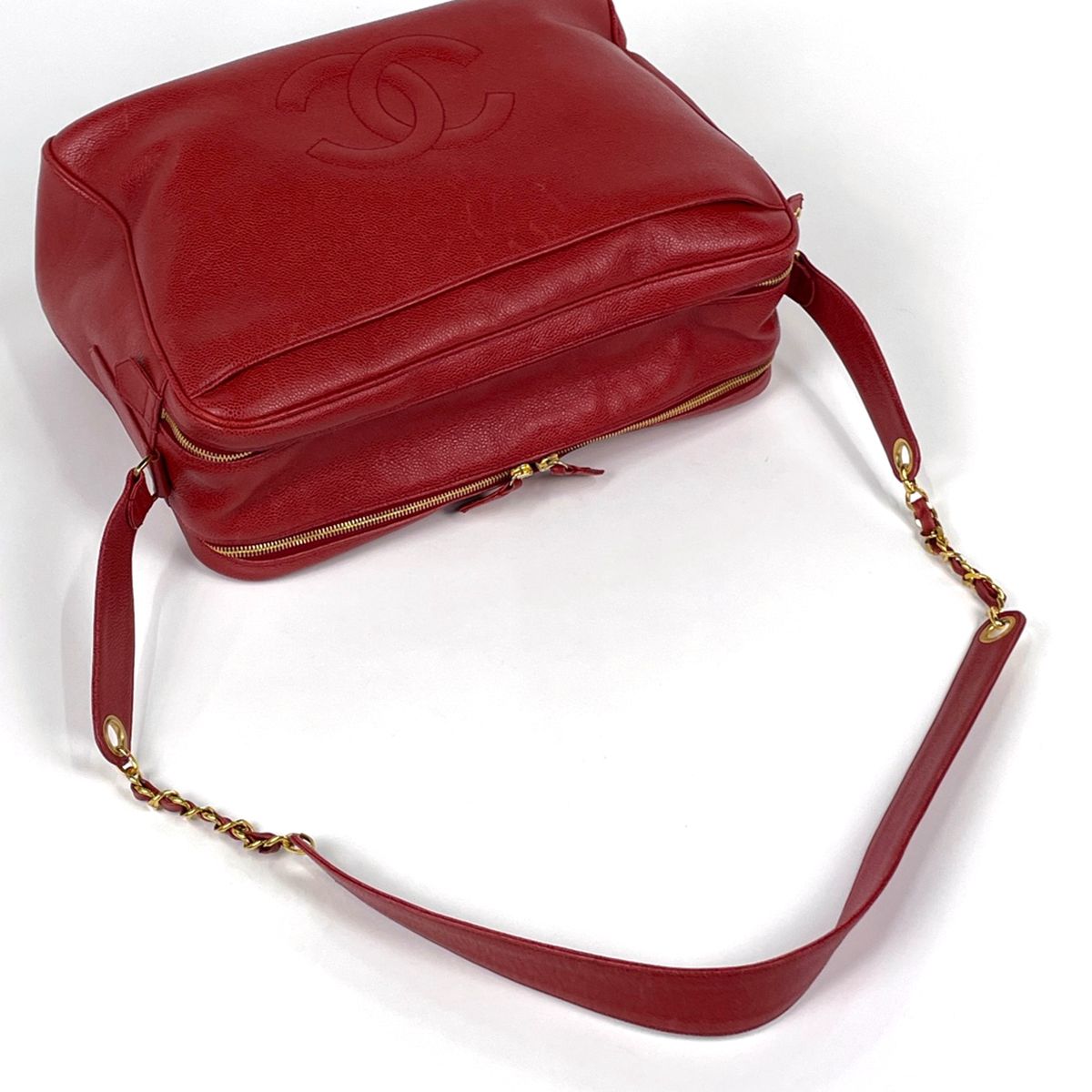 Chanel CC Logo Chain Shoulder Bag Caviar Leather — view 7