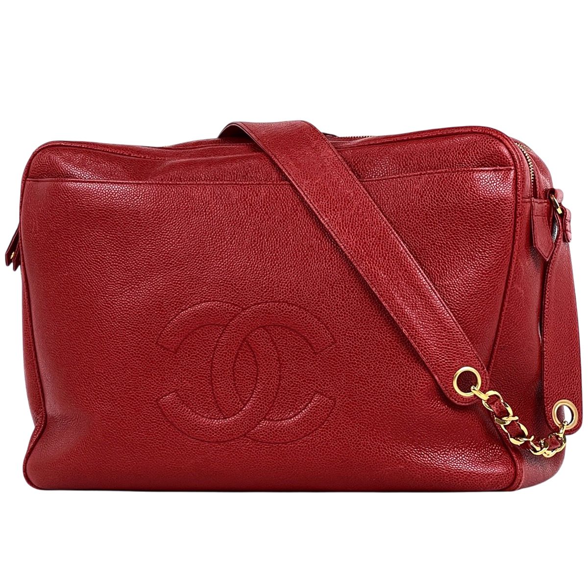 Chanel CC Logo Chain Shoulder Bag Caviar Leather