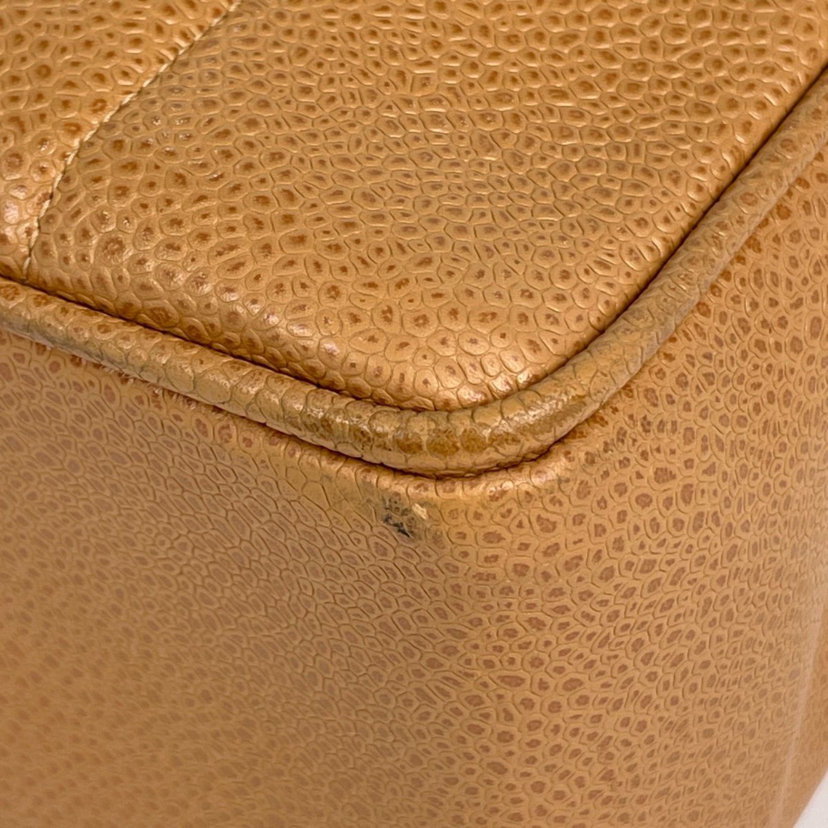 Chanel Mademoiselle Chain Shoulder Bag CC Logo Caviar Leather Beige — view 3