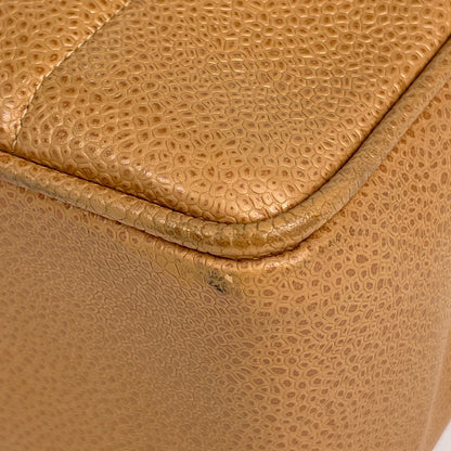 Chanel Mademoiselle Chain Shoulder Bag CC Logo Caviar Leather Beige — view 3
