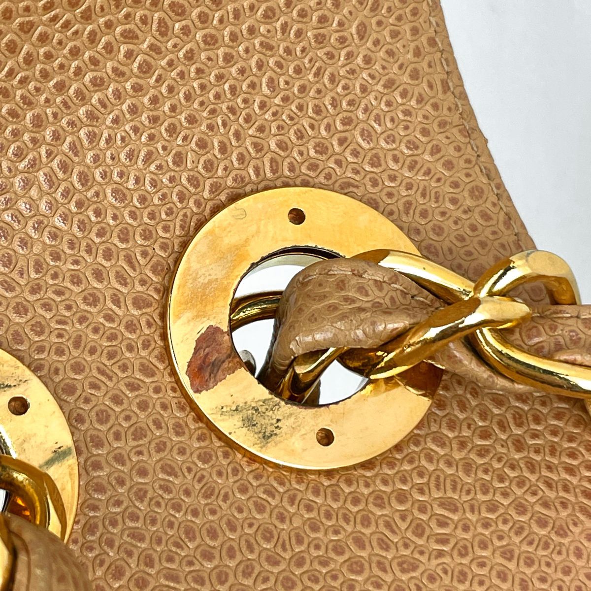 Chanel Mademoiselle Chain Shoulder Bag CC Logo Caviar Leather Beige — view 5