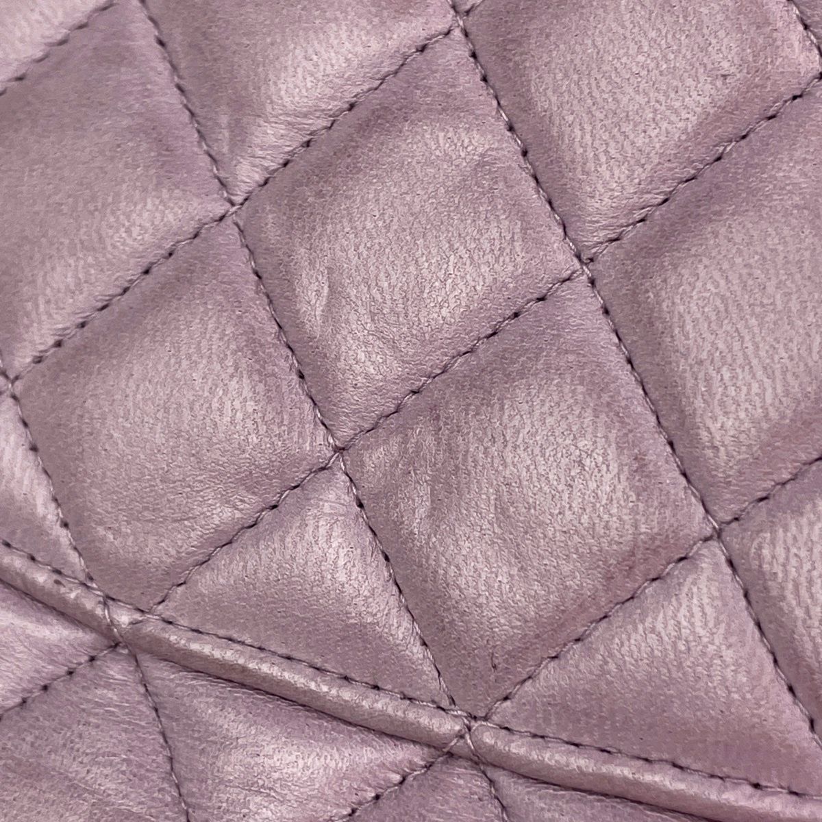 Chanel Quilted Double Flap Chain Shoulder Bag CC Logo Leather Purple — view 5