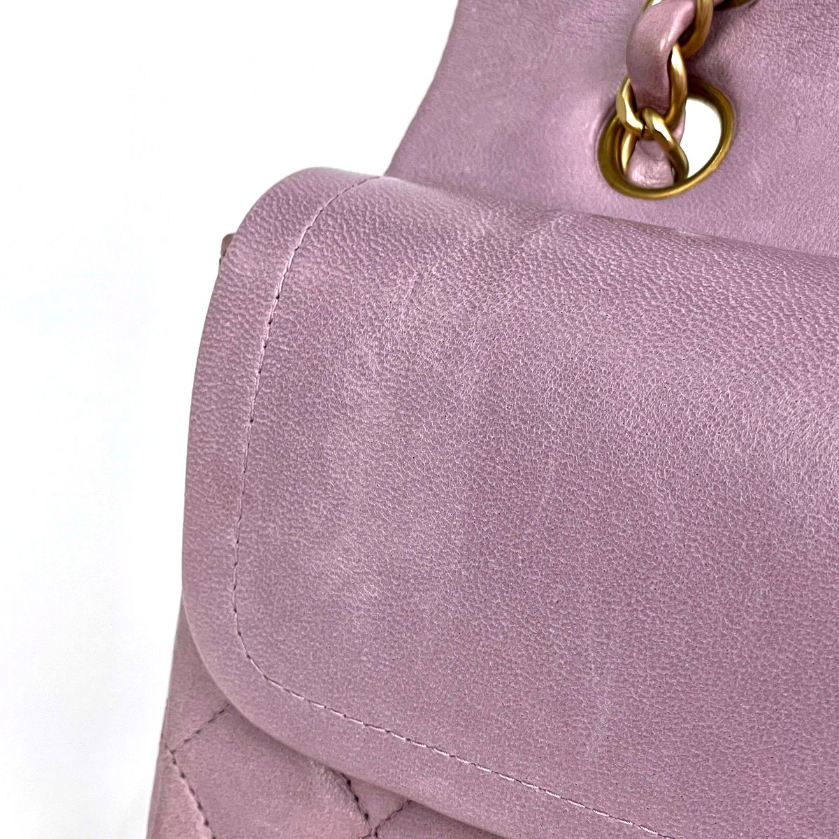 Chanel Quilted Double Flap Chain Shoulder Bag CC Logo Leather Purple — view 8