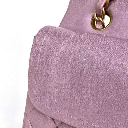 Chanel Quilted Double Flap Chain Shoulder Bag CC Logo Leather Purple — view 8