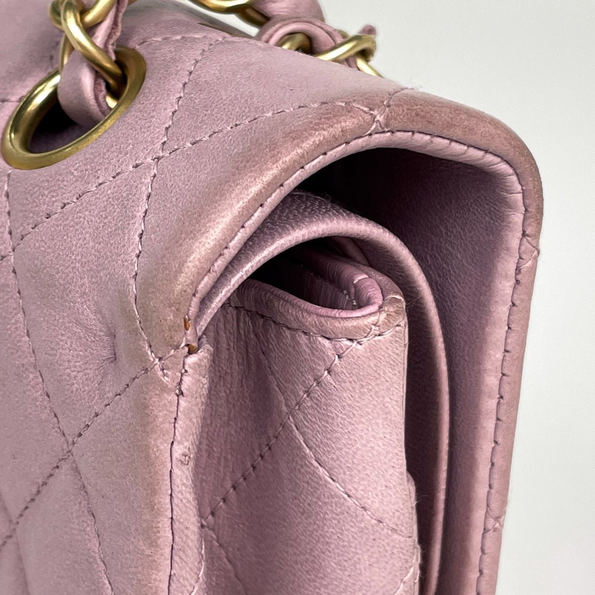 Chanel Quilted Double Flap Chain Shoulder Bag CC Logo Leather Purple — view 7