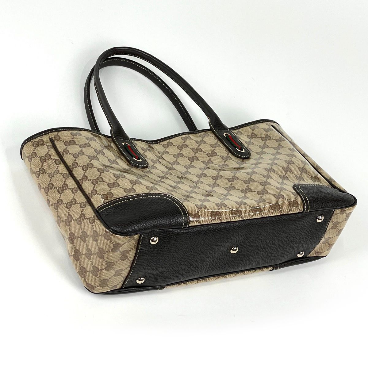 Gucci GG Crystal Tote Sherry Line Web Beige Brown — view 2