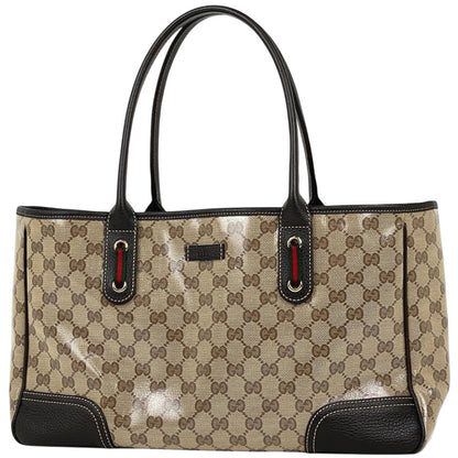 Gucci GG Crystal Tote Sherry Line Web Beige Brown