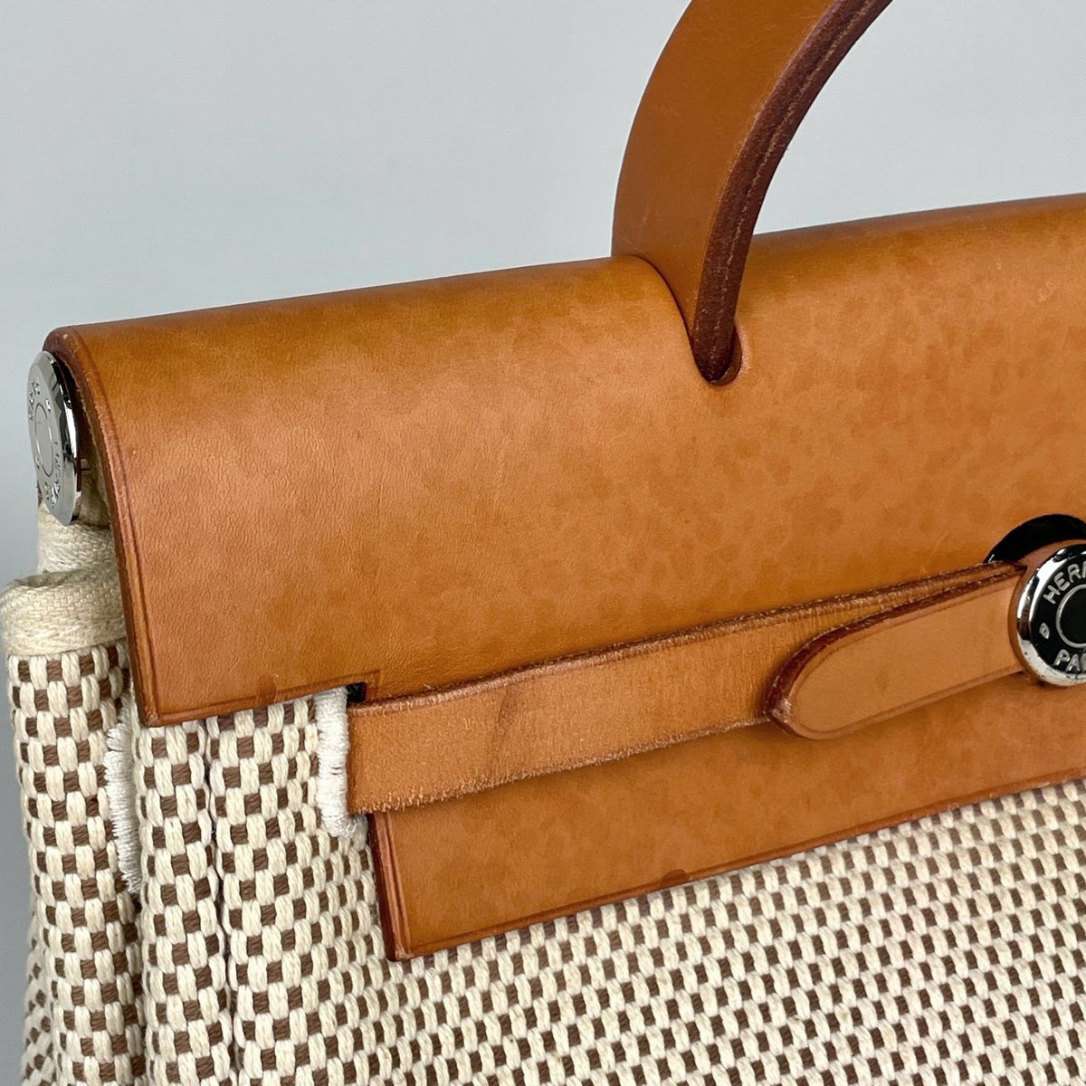 Hermes Herbag a Dos PM 2-Way Backpack Toile Ash Natural Brown — view 6