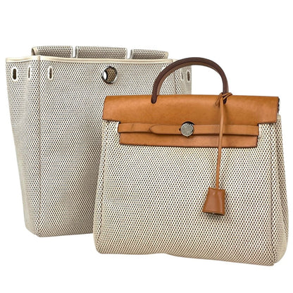 Hermes Herbag a Dos PM 2-Way Backpack Toile Ash Natural Brown