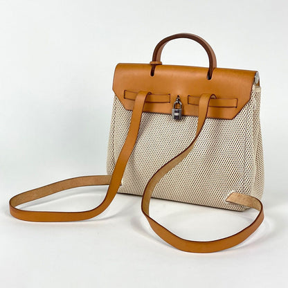 Hermes Herbag a Dos PM 2-Way Backpack Toile Ash Natural Brown — view 2