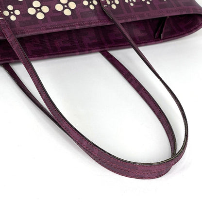 Fendi Zucca Pattern Tote Shoulder Bag Purple White — view 9