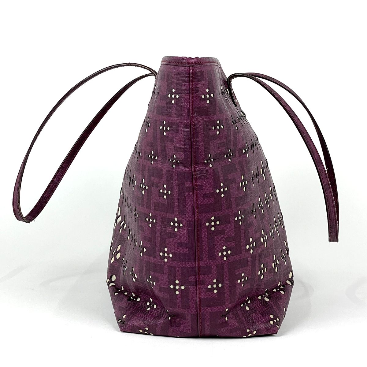 Fendi Zucca Pattern Tote Shoulder Bag Purple White — view 8