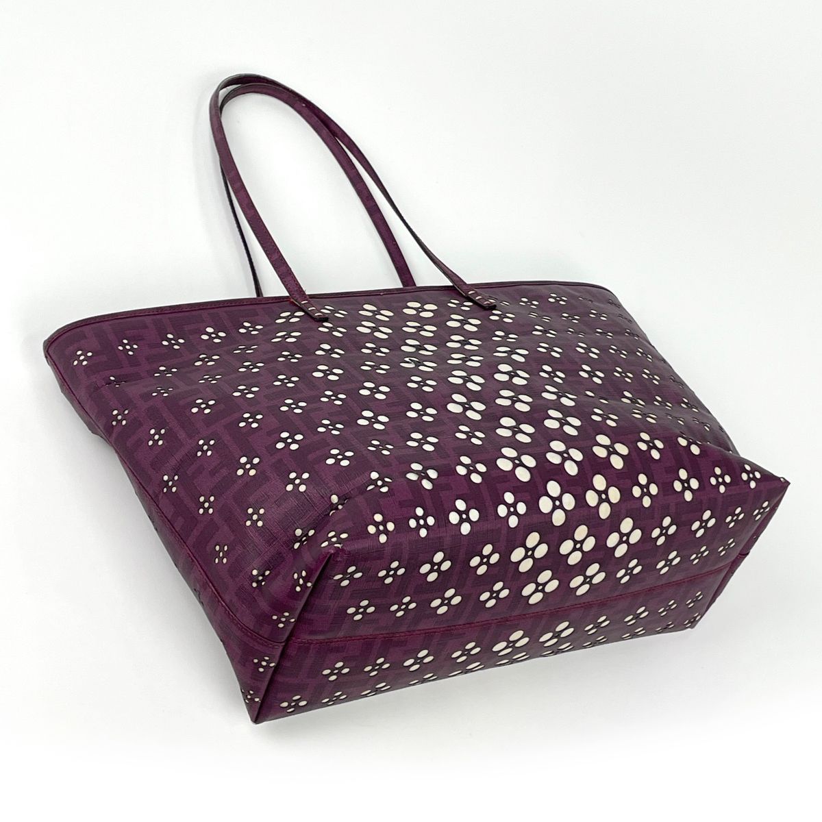Fendi Zucca Pattern Tote Shoulder Bag Purple White — view 2