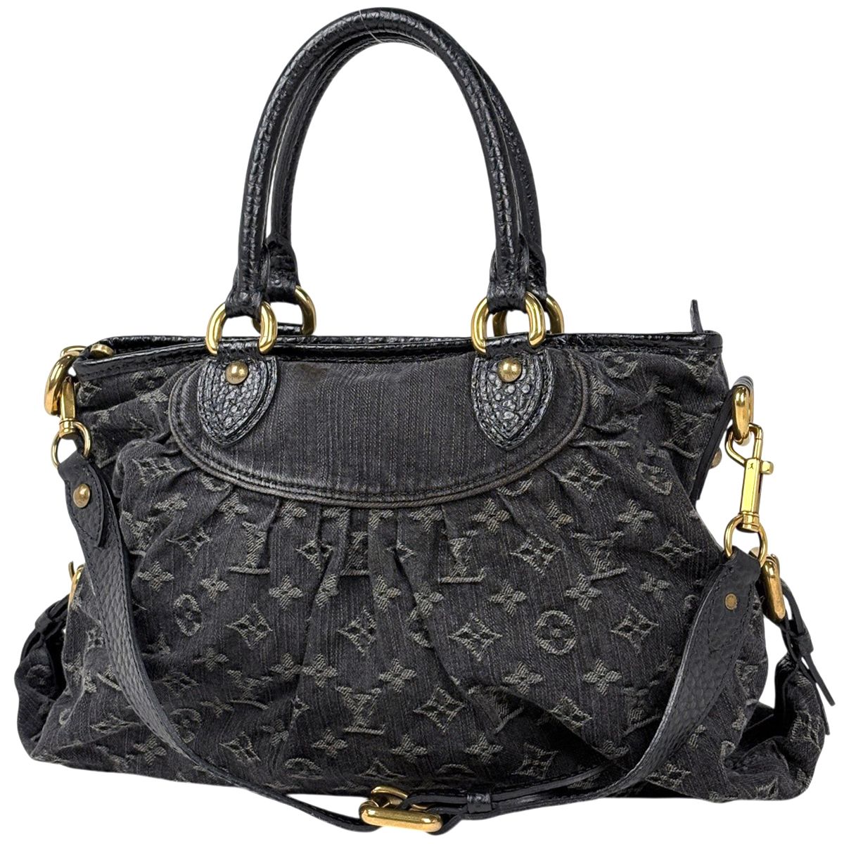 Louis Vuitton Neo Cabby 2-Way Shoulder Back Handbag Monogram Denim Noir