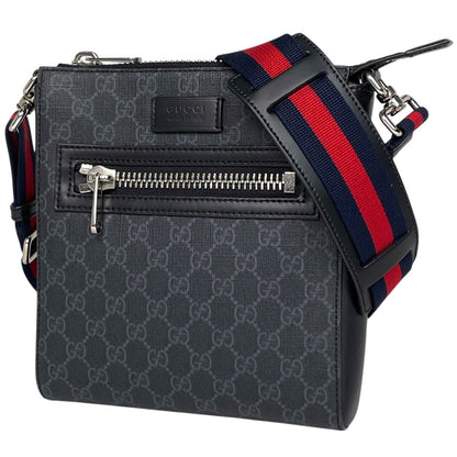 Gucci Small Messenger Bag Sherry Line Web GG Supreme Black
