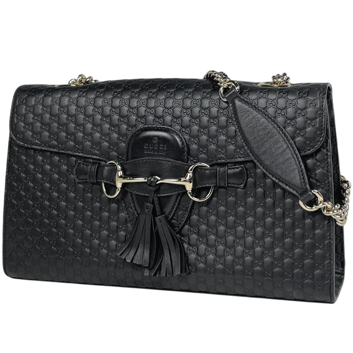 Gucci Emily Chain Shoulder Bag Micro Guccissima Horsebit Marais the Black