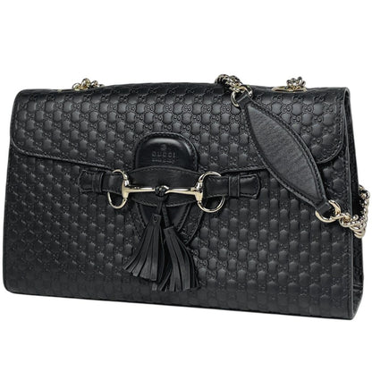 Gucci Emily Chain Shoulder Bag Micro Guccissima Horsebit Marais the Black
