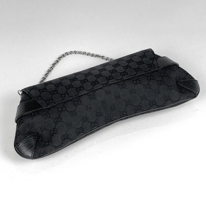 Gucci Horsebit Chain Shoulder Bag GG Pattern Canvas Black — view 2