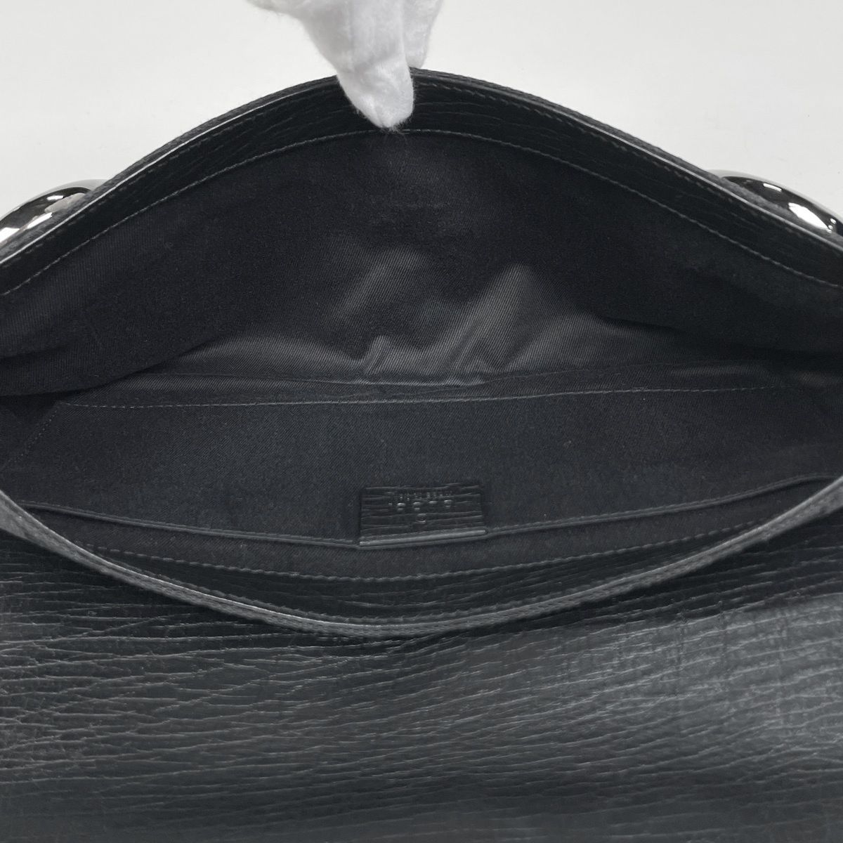 Gucci Horsebit Chain Shoulder Bag GG Pattern Canvas Black — view 6