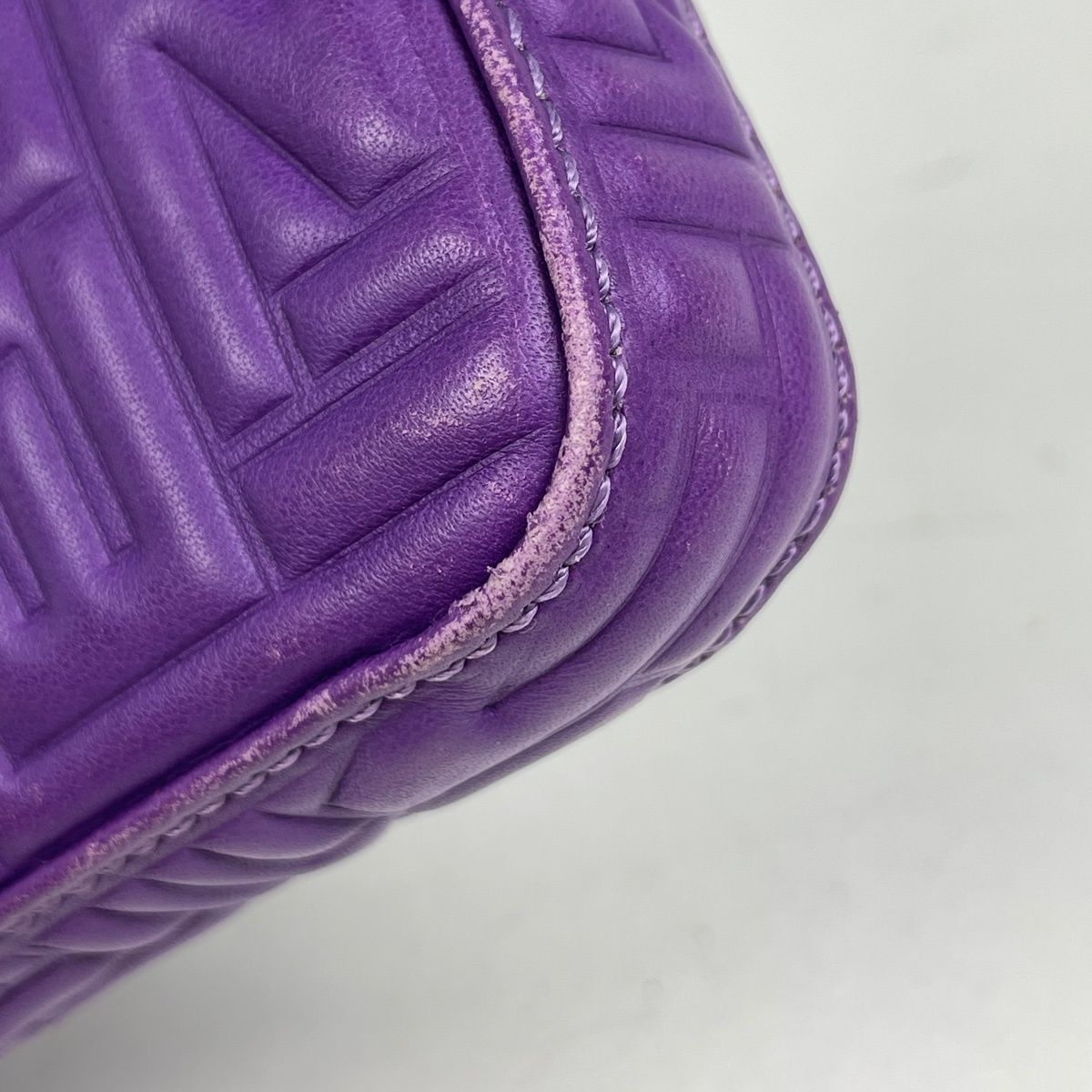 Fendi Logo Handbag Leather Purple — view 3