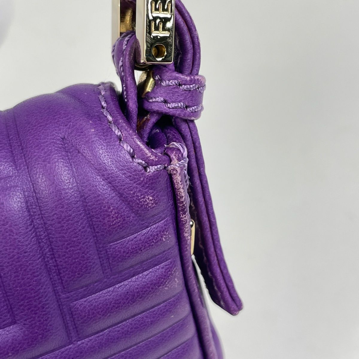 Fendi Logo Handbag Leather Purple — view 4