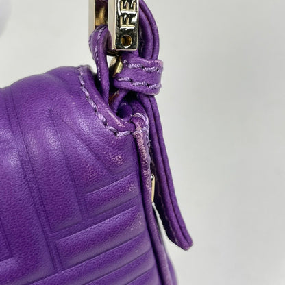 Fendi Logo Handbag Leather Purple — view 4