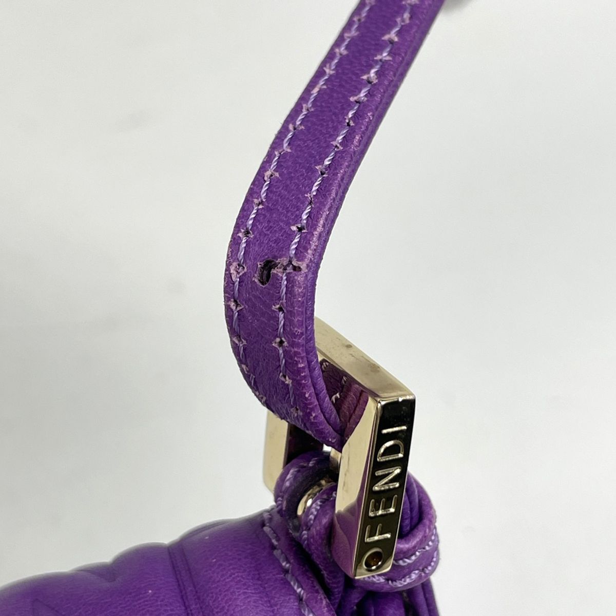 Fendi Logo Handbag Leather Purple — view 5