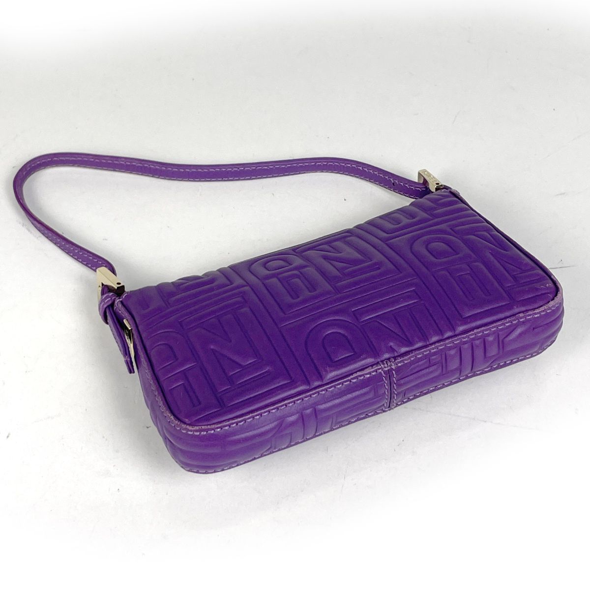 Fendi Logo Handbag Leather Purple — view 2