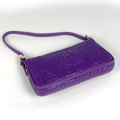 Fendi Logo Handbag Leather Purple — view 2