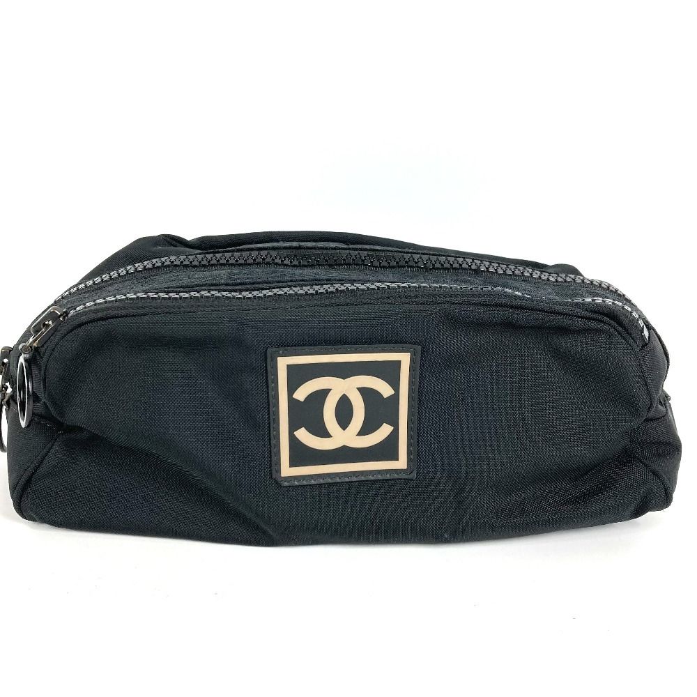 Chanel Second Bag CC Logo Nylon Canvas Black