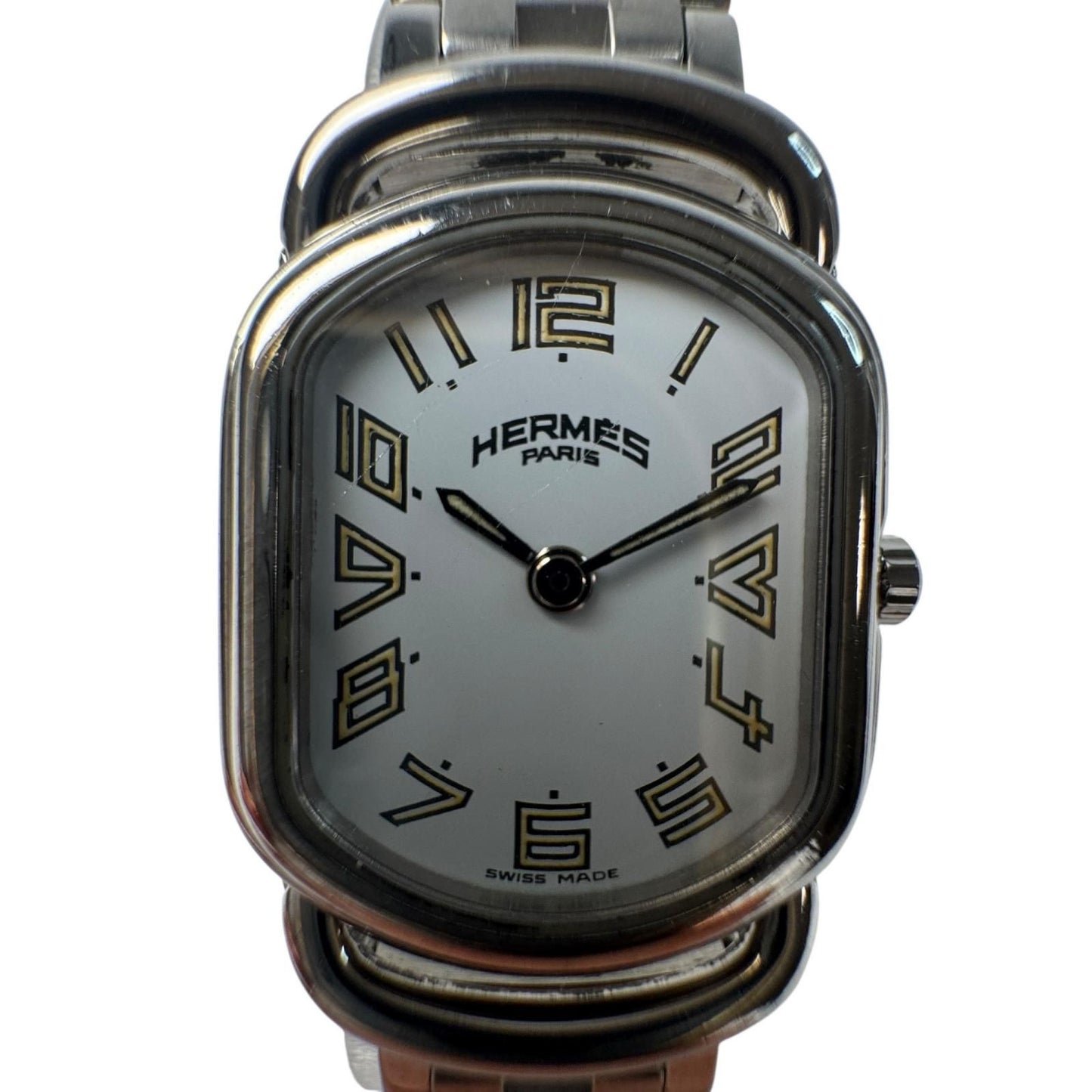 Hermes Watch Rallye White Dial SS Quartz