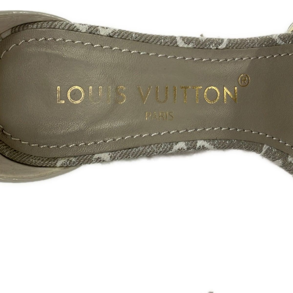 Louis Vuitton Sandals 36 Silhouette Line Gray Ivory Monogram Leather — view 5