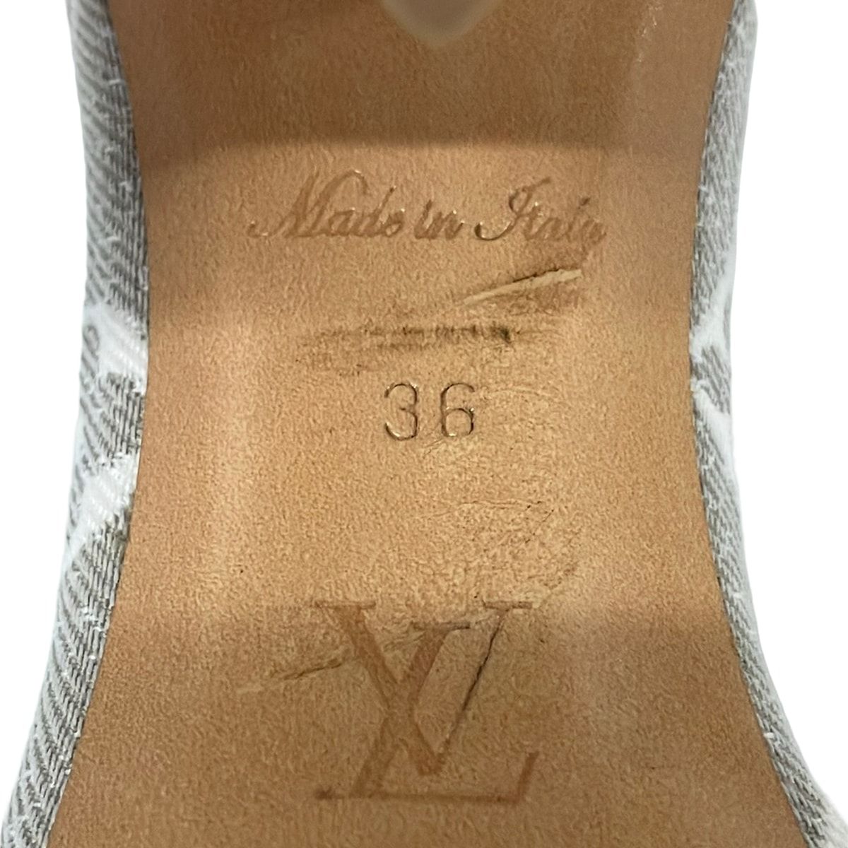 Louis Vuitton Sandals 36 Silhouette Line Gray Ivory Monogram Leather — view 6