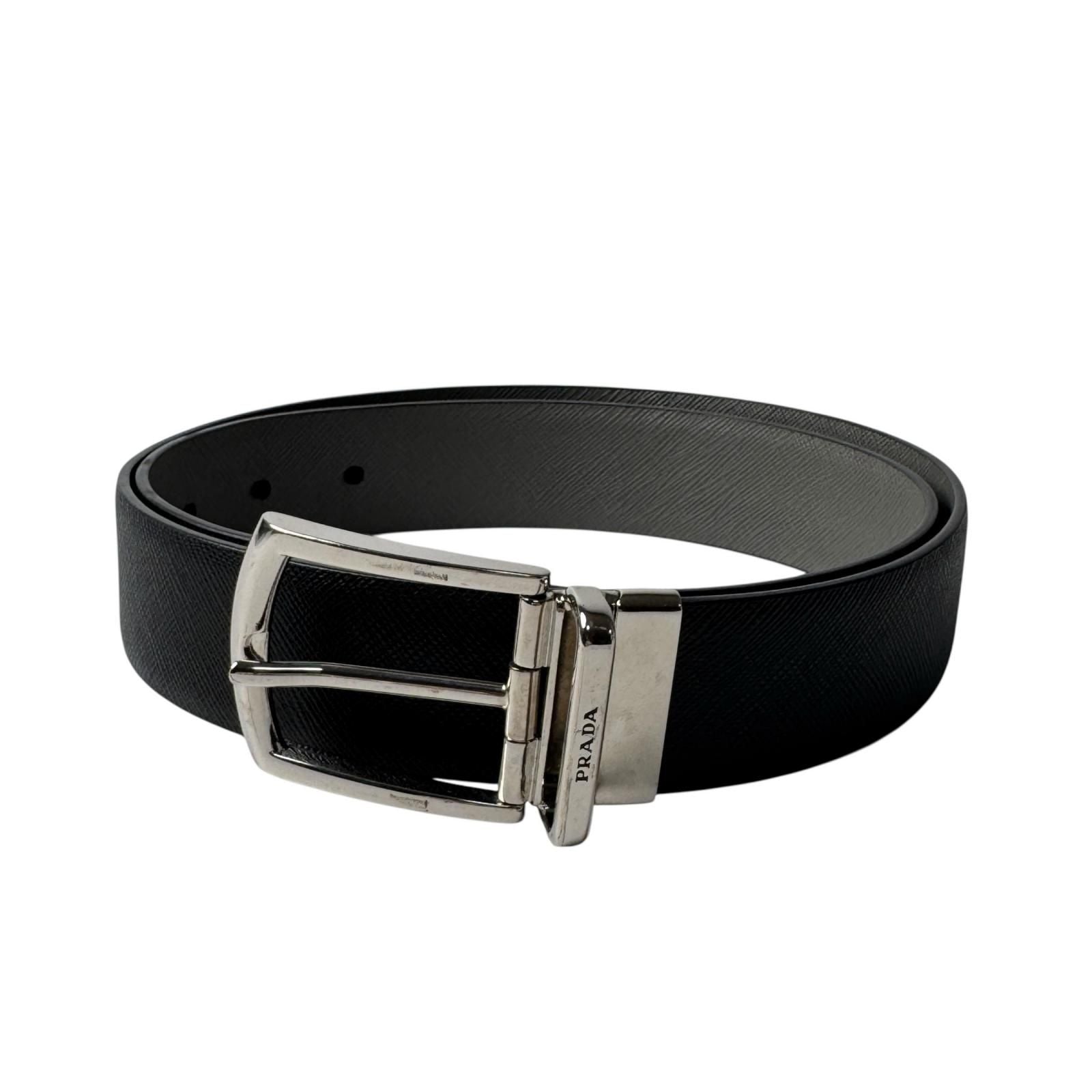 Prada Saffiano Leather Reversible Belt 90 36 Black