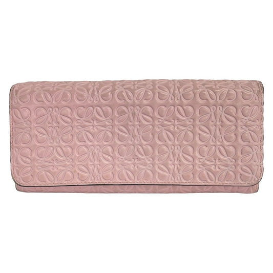 Loewe Wallet Repeat Anagram Continental Pink Embossed Leather