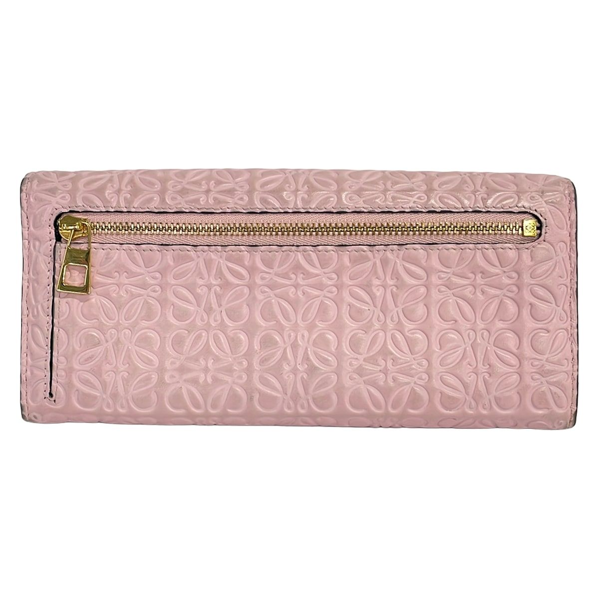 Loewe Wallet Repeat Anagram Continental Pink Embossed Leather — view 2