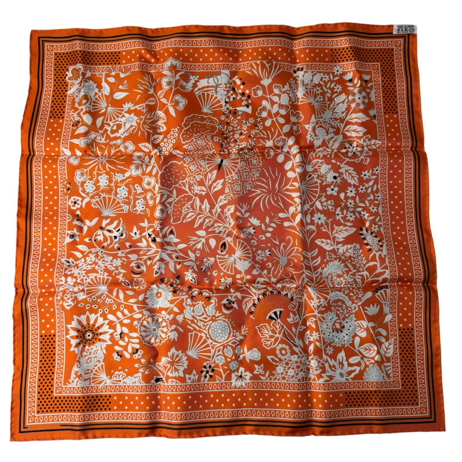 Hermes Carre 55 Flower Blooming Fabric Silk Scarf Bandana — view 2
