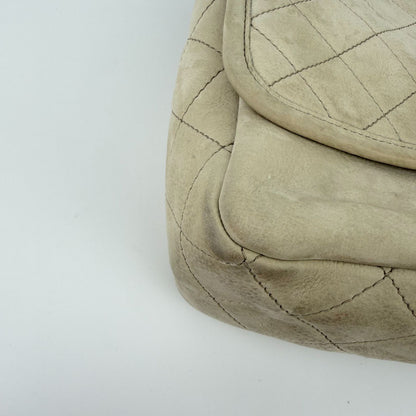 Chanel CC Logo Quilted Chain Shoulder Bag Leather Beige Silver Vintage — view 7