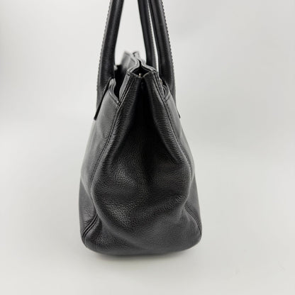 Chanel CC Logo Executive 2.55 Tote Leather Black Silver Vintage — view 4
