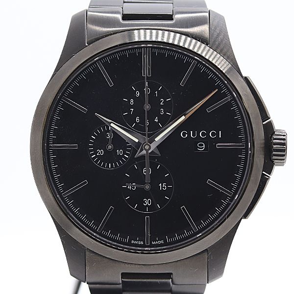 Gucci Box with Frame Timeless 126.2 SS Quartz Chronograph Black Dial Watch