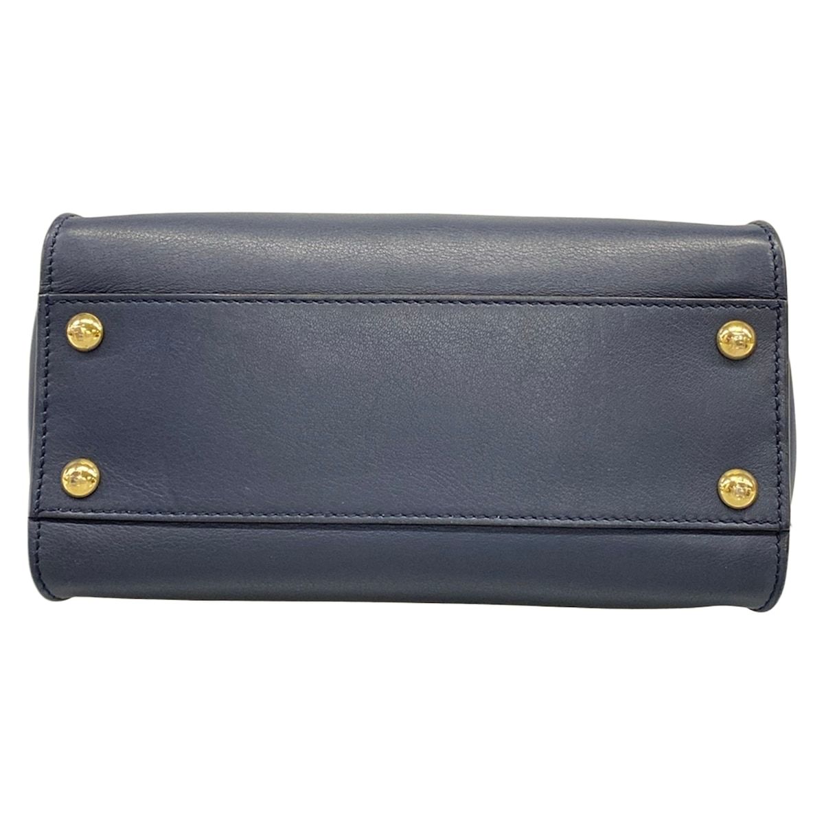 Fendi Handbag Peekaboo Iconic Small Dark Navy Inside Zucca Pattern Leather — view 5