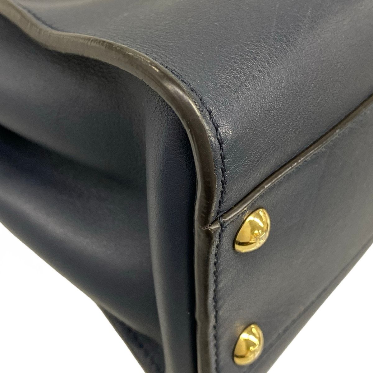 Fendi Handbag Peekaboo Iconic Small Dark Navy Inside Zucca Pattern Leather — view 6