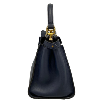 Fendi Handbag Peekaboo Iconic Small Dark Navy Inside Zucca Pattern Leather — view 4