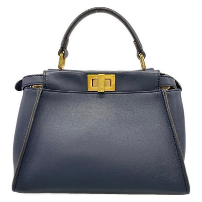 Fendi Handbag Peekaboo Iconic Small Dark Navy Inside Zucca Pattern Leather — view 3