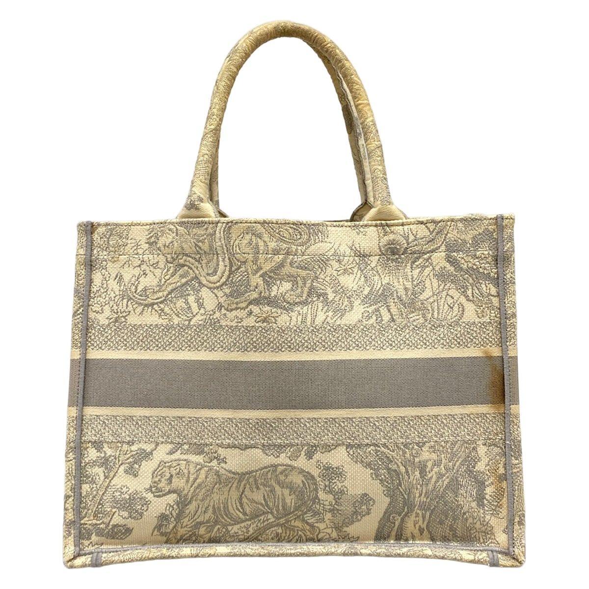 Dior Tote Book Vintage Small Ivory Light Gray Oblique — view 3
